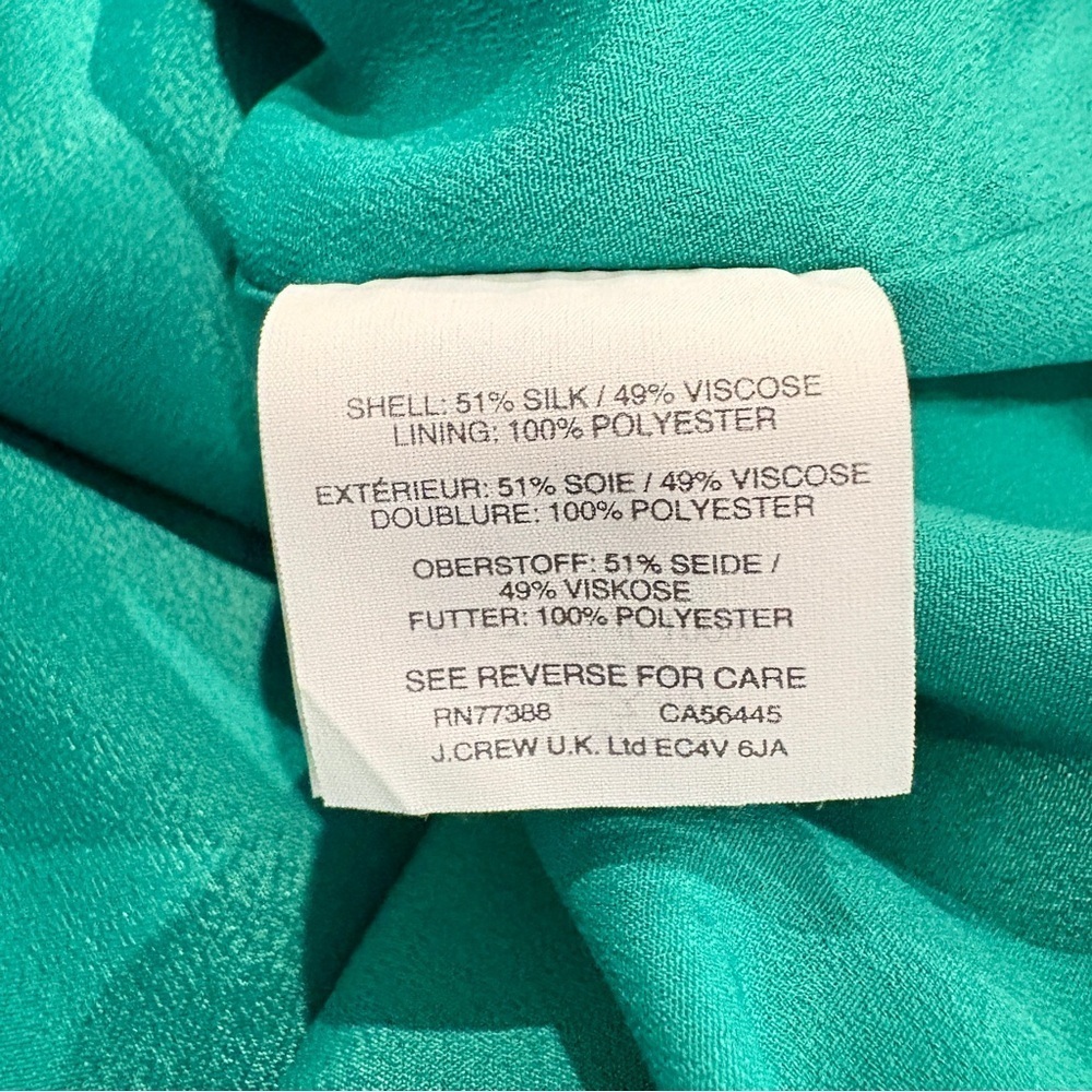 J. Crew Vibrant Green Textured Silk Blouse Size 14 - Picture 6 of 7